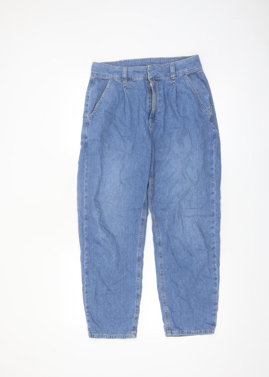 Very Womens Blue Cotton Chino Tapered Pleated Trousers Size 10