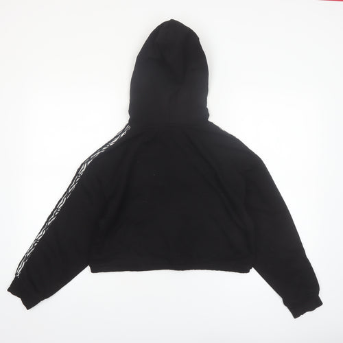 Brave Soul Womens Black Zebra Stripe Trim Cropped Hoodie XS