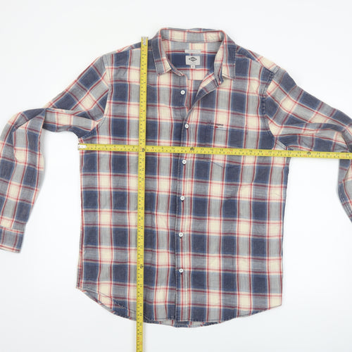Lee Cooper Men's Blue Checked Regular Fit Cotton Long Sleeve Shirt M