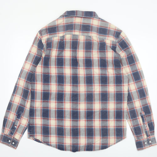 Lee Cooper Men's Blue Checked Regular Fit Cotton Long Sleeve Shirt M