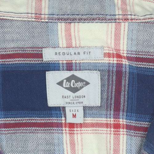 Lee Cooper Men's Blue Checked Regular Fit Cotton Long Sleeve Shirt M