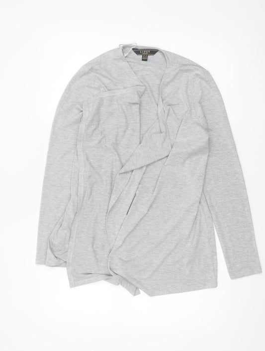 Lipsy Women Grey Open Front Mid-Length Jersey Coatigan UK 14