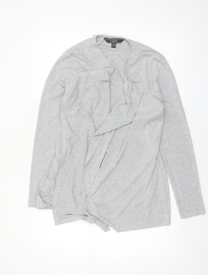 Lipsy Women Grey Open Front Mid-Length Jersey Coatigan UK 14