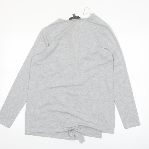 Lipsy Women Grey Open Front Mid-Length Jersey Coatigan UK 14