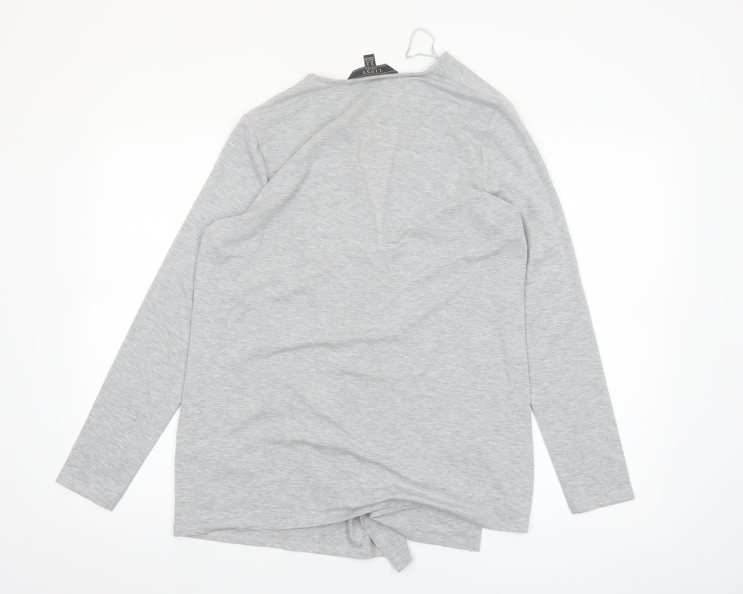Lipsy Women Grey Open Front Mid-Length Jersey Coatigan UK 14