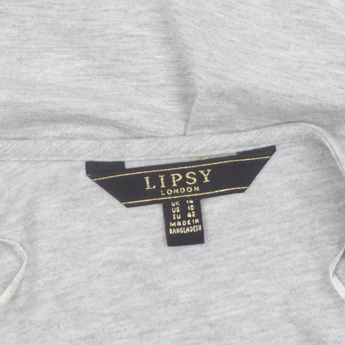Lipsy Women Grey Open Front Mid-Length Jersey Coatigan UK 14