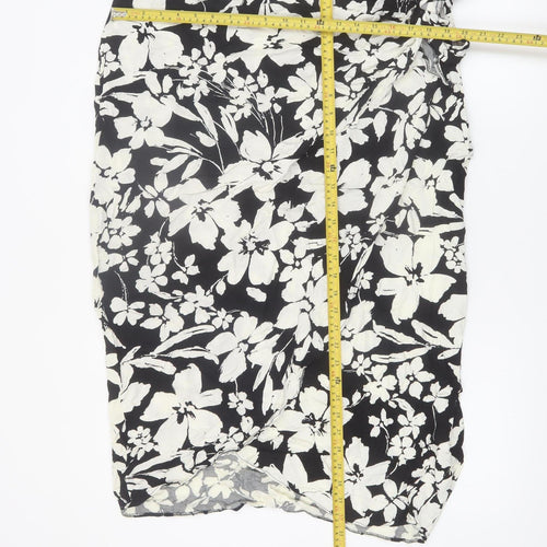 New Look Womens Black Floral Wrap Knee Length Skirt Size 20