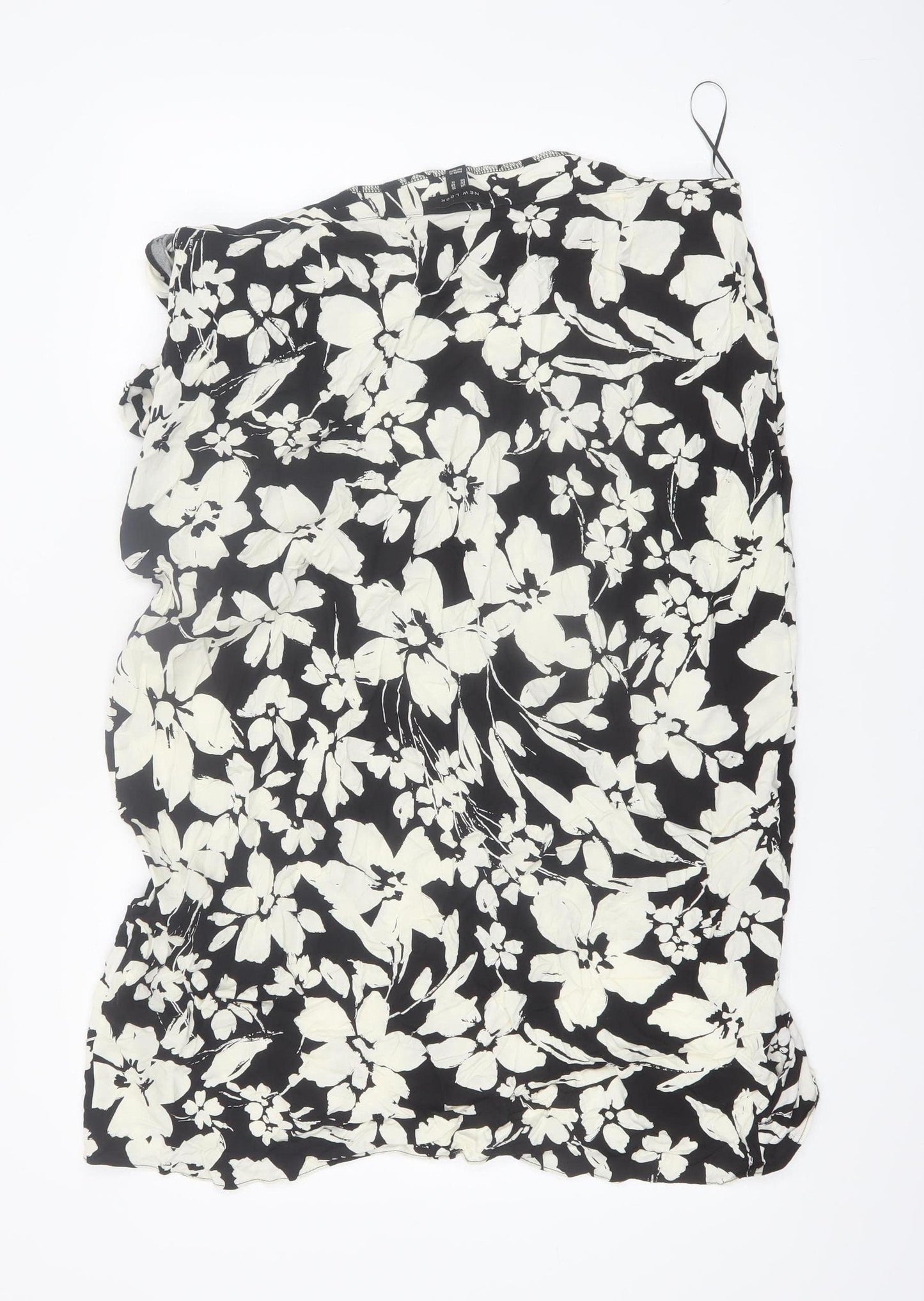 New Look Womens Black Floral Wrap Knee Length Skirt Size 20