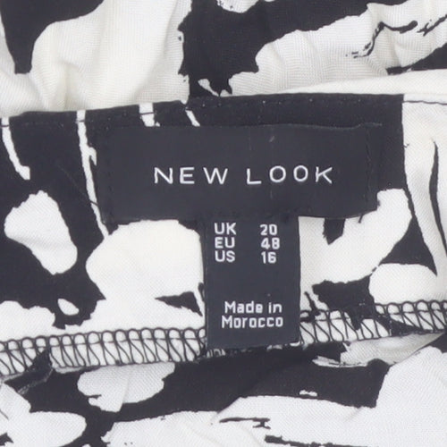 New Look Womens Black Floral Wrap Knee Length Skirt Size 20