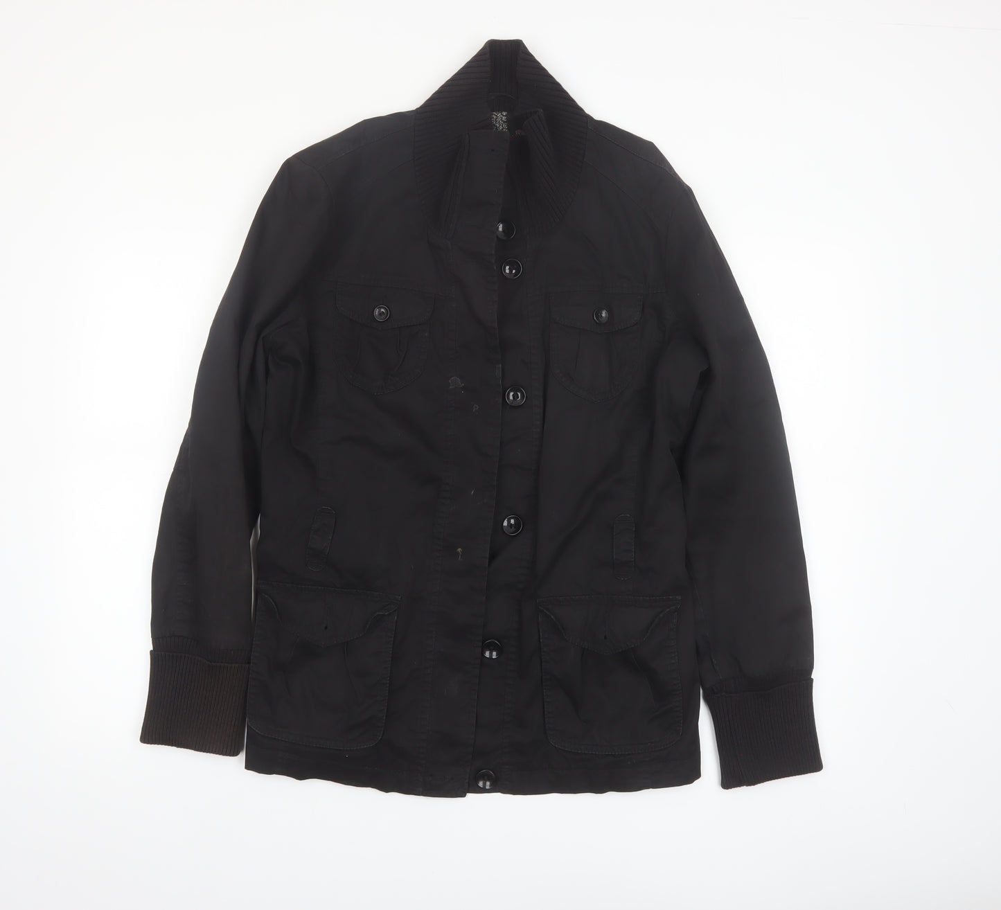 Esprit Women's Black Military Style Cotton Blend Jacket Size 14