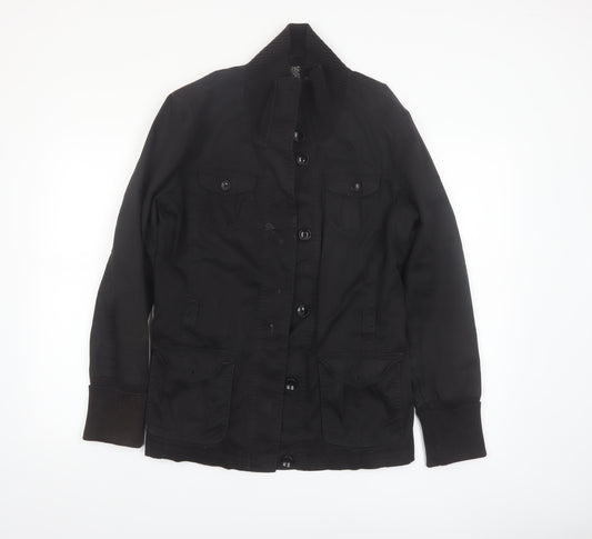 Esprit Women's Black Military Style Cotton Blend Jacket Size 14