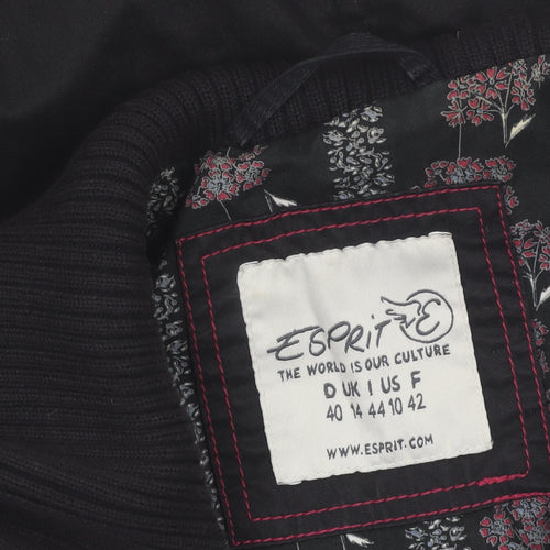 Esprit Women's Black Military Style Cotton Blend Jacket Size 14