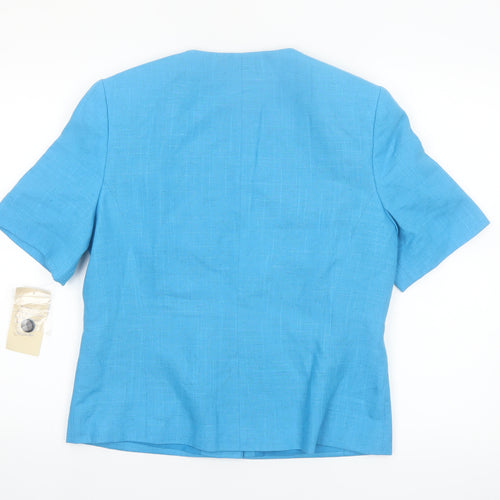 Mackays Women Blue Linen Blend Short Sleeve Suit Top Size 14