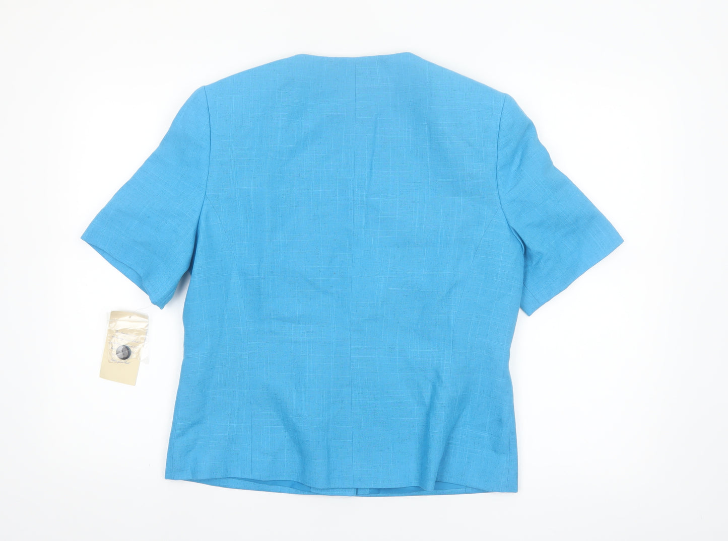 Mackays Women Blue Linen Blend Short Sleeve Suit Top Size 14