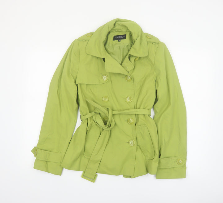 Debenhams Women's Green Belted Trench Coat Size 12 Lightweight