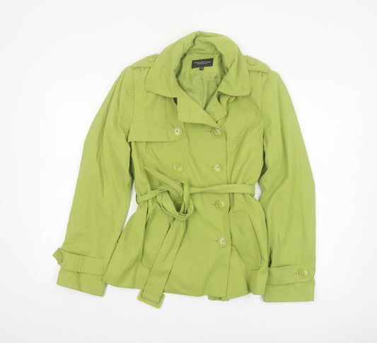 Debenhams Women's Green Belted Trench Coat Size 12 Lightweight