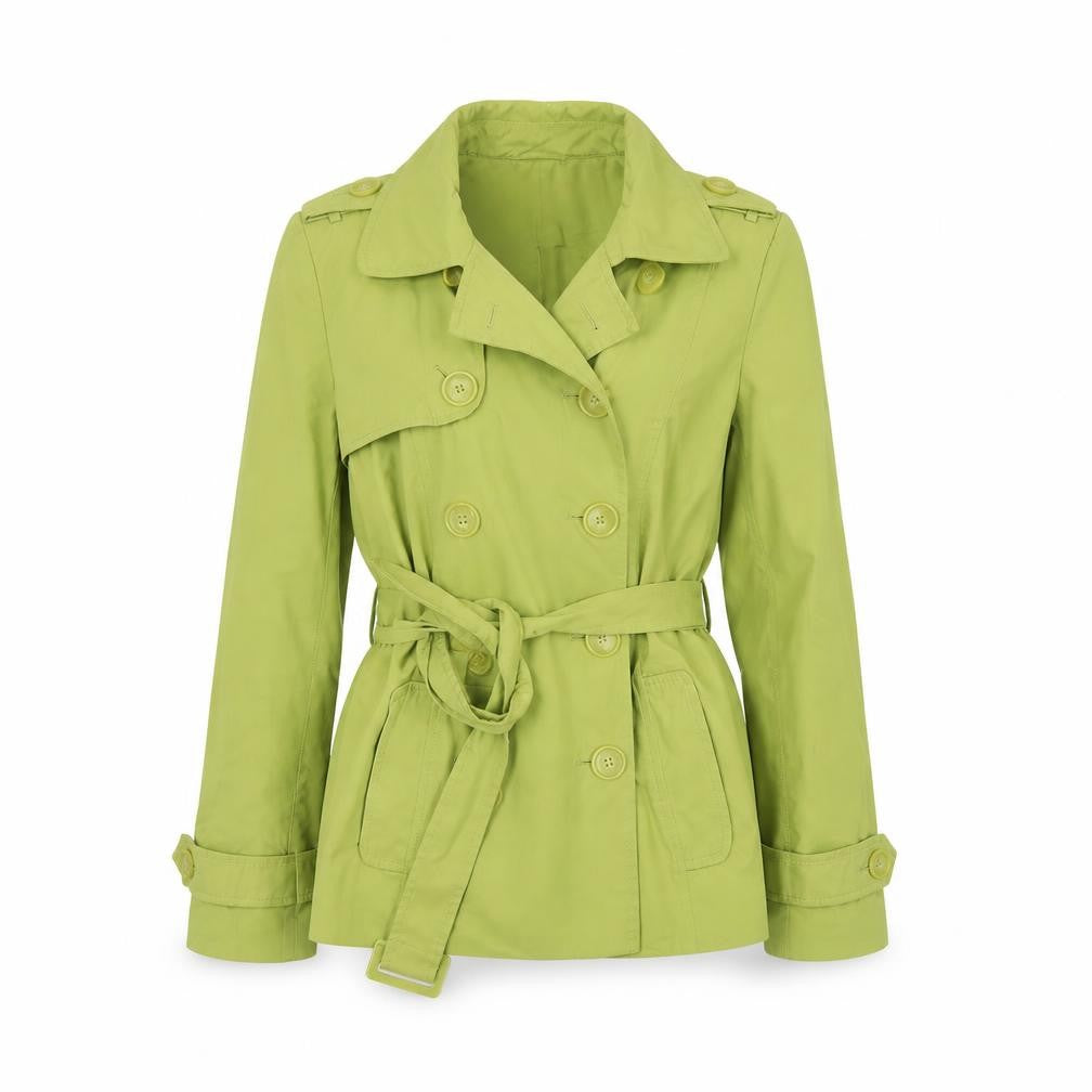 Debenhams Women's Green Belted Trench Coat Size 12 Lightweight