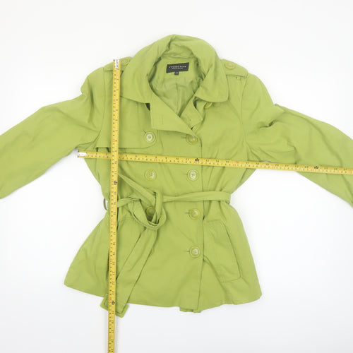 Debenhams Women's Green Belted Trench Coat Size 12 Lightweight