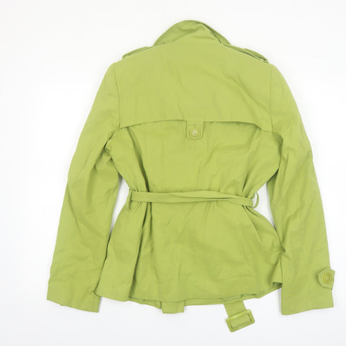 Debenhams Women's Green Belted Trench Coat Size 12 Lightweight