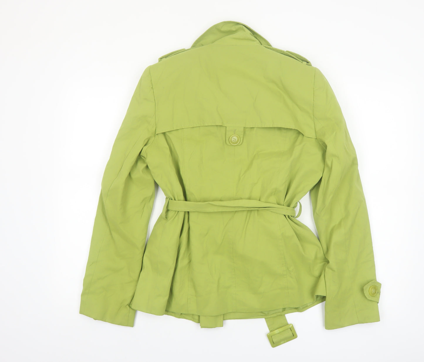 Debenhams Women's Green Belted Trench Coat Size 12 Lightweight