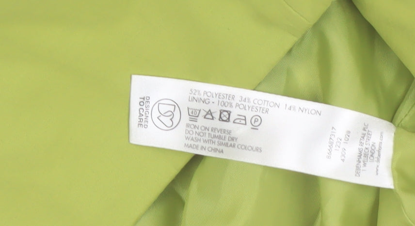 Debenhams Women's Green Belted Trench Coat Size 12 Lightweight