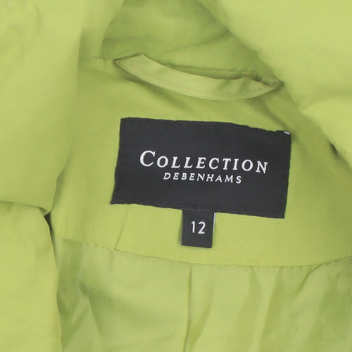 Debenhams Women's Green Belted Trench Coat Size 12 Lightweight