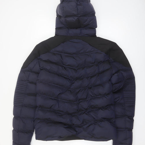 883 Police Men's Blue Hooded Puffer Jacket Size M Water Resistant