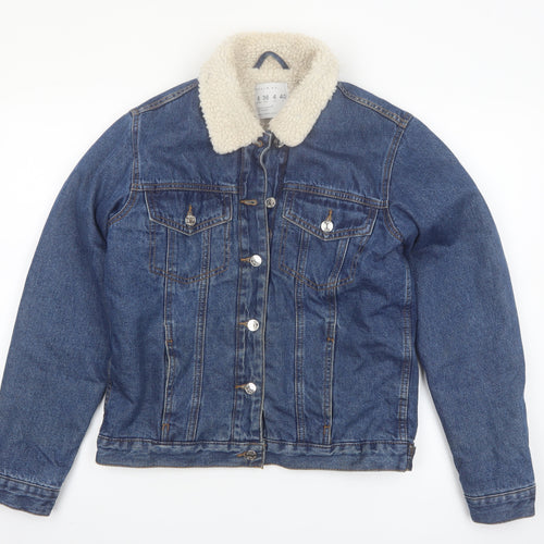 Primark Women Blue Denim Sherpa Lined Jacket Size 8