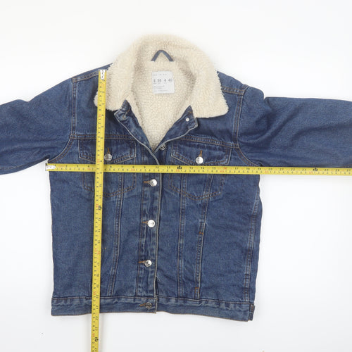 Primark Women Blue Denim Sherpa Lined Jacket Size 8