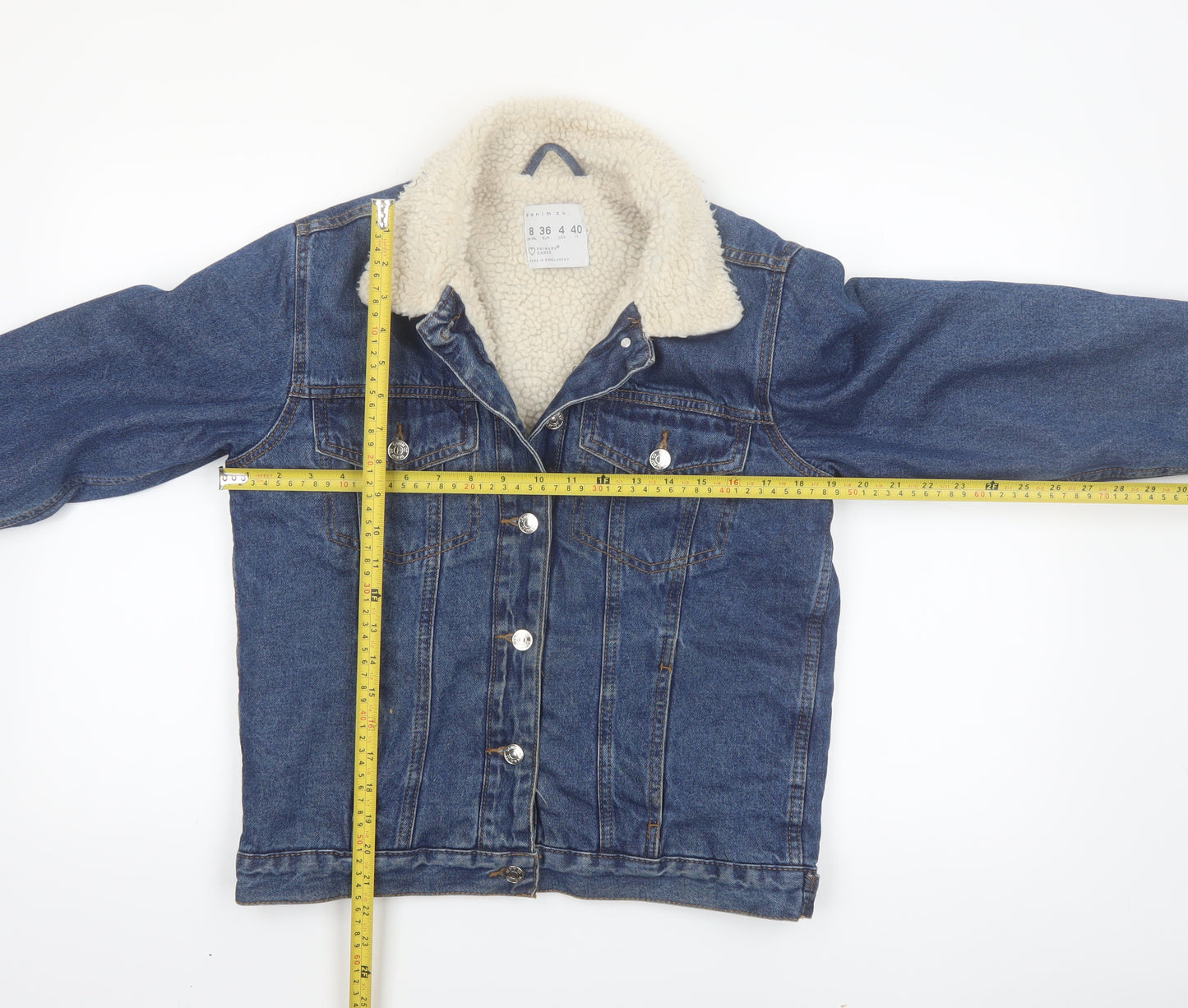 Primark Women Blue Denim Sherpa Lined Jacket Size 8