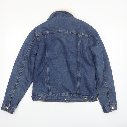 Primark Women Blue Denim Sherpa Lined Jacket Size 8