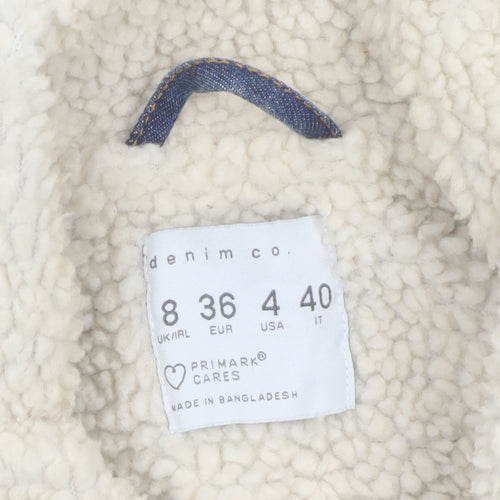 Primark Women Blue Denim Sherpa Lined Jacket Size 8