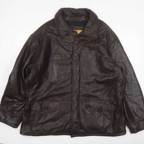 Timberland Men’s Brown Leather Waterproof Jacket XL Outdoor Workwear