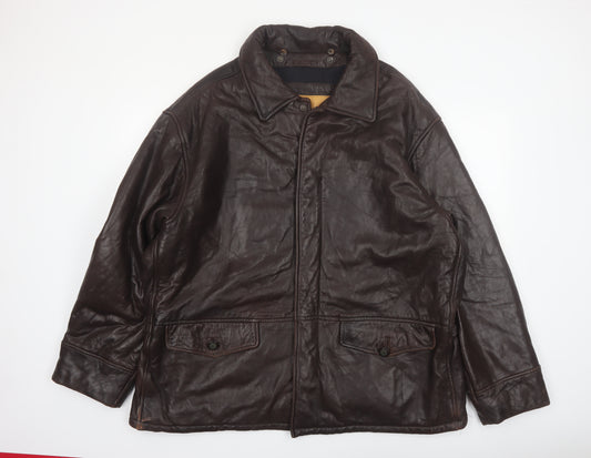 Timberland Men’s Brown Leather Waterproof Jacket XL Outdoor Workwear