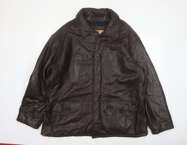 Timberland Men’s Brown Leather Waterproof Jacket XL Outdoor Workwear