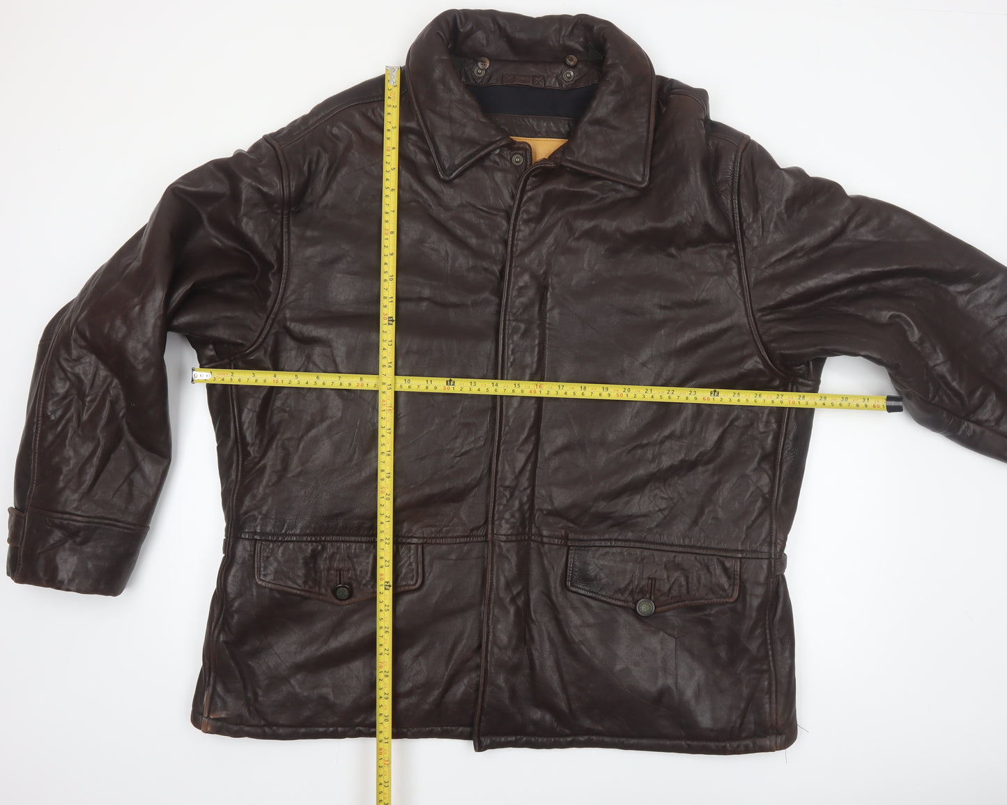 Timberland Men’s Brown Leather Waterproof Jacket XL Outdoor Workwear