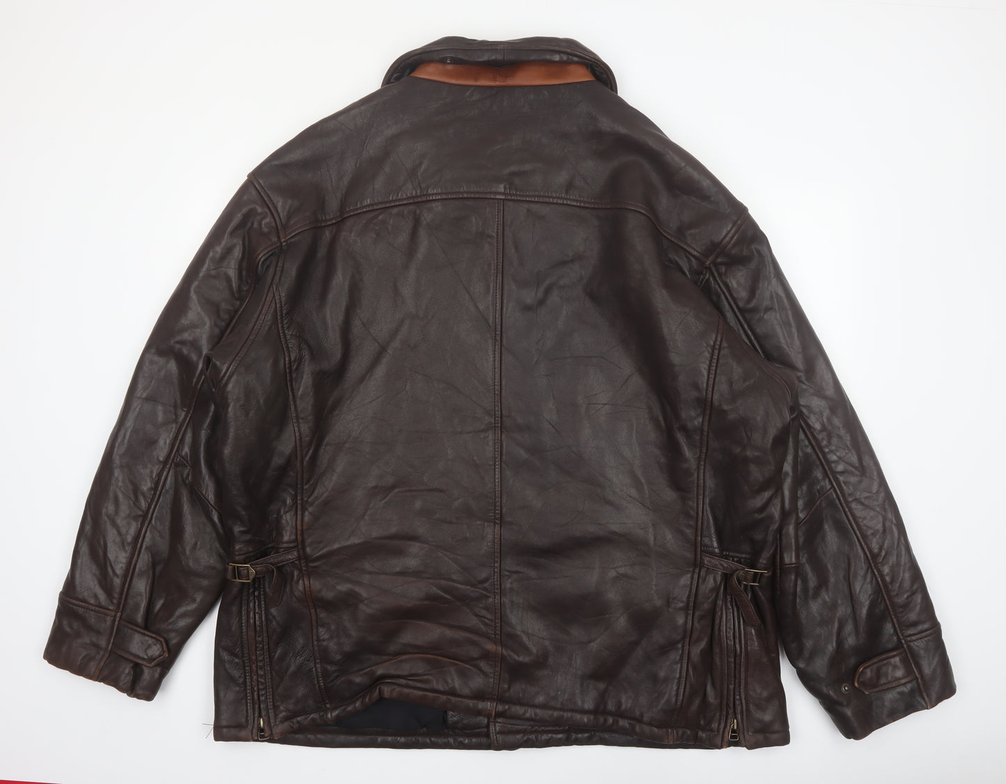 Timberland Men’s Brown Leather Waterproof Jacket XL Outdoor Workwear