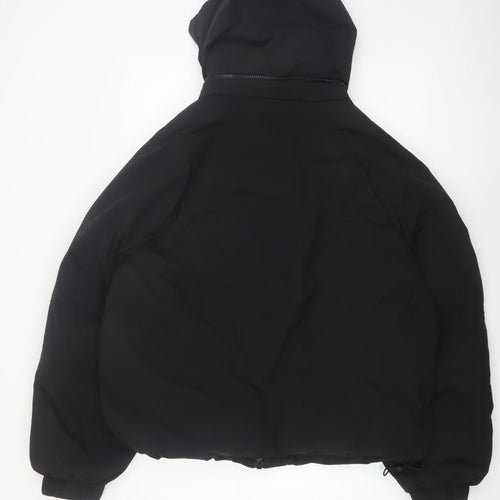 Zara Women Black Hooded Puffer Jacket Size 14 Regular Fit