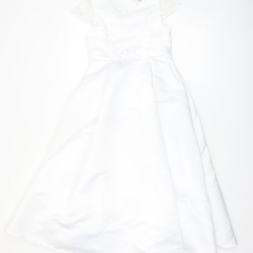 Paul Costelloe Living Girls White A-Line Lace Formal Dress Size 9 Years