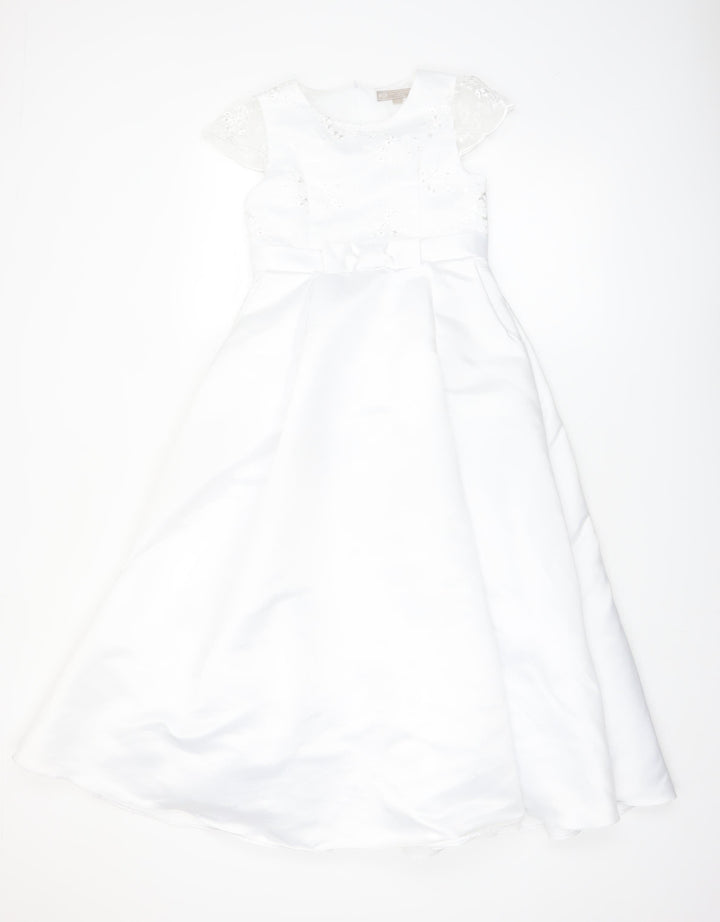 Paul Costelloe Living Girls White A-Line Lace Formal Dress Size 9 Years