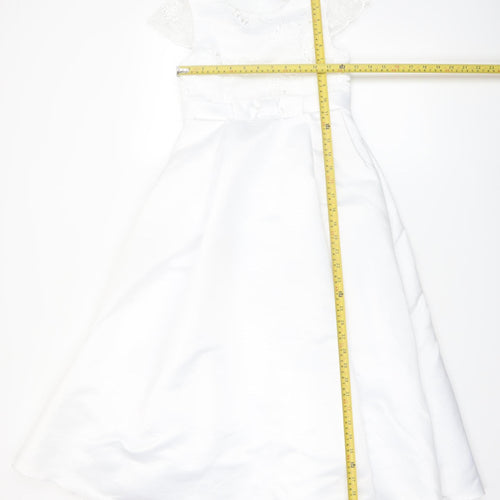 Paul Costelloe Living Girls White A-Line Lace Formal Dress Size 9 Years
