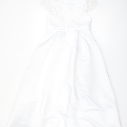 Paul Costelloe Living Girls White A-Line Lace Formal Dress Size 9 Years
