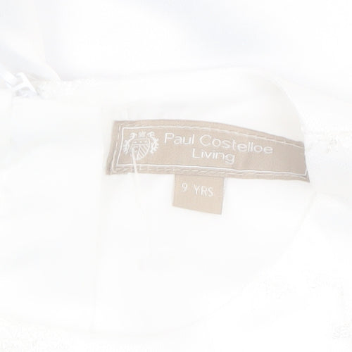 Paul Costelloe Living Girls White A-Line Lace Formal Dress Size 9 Years