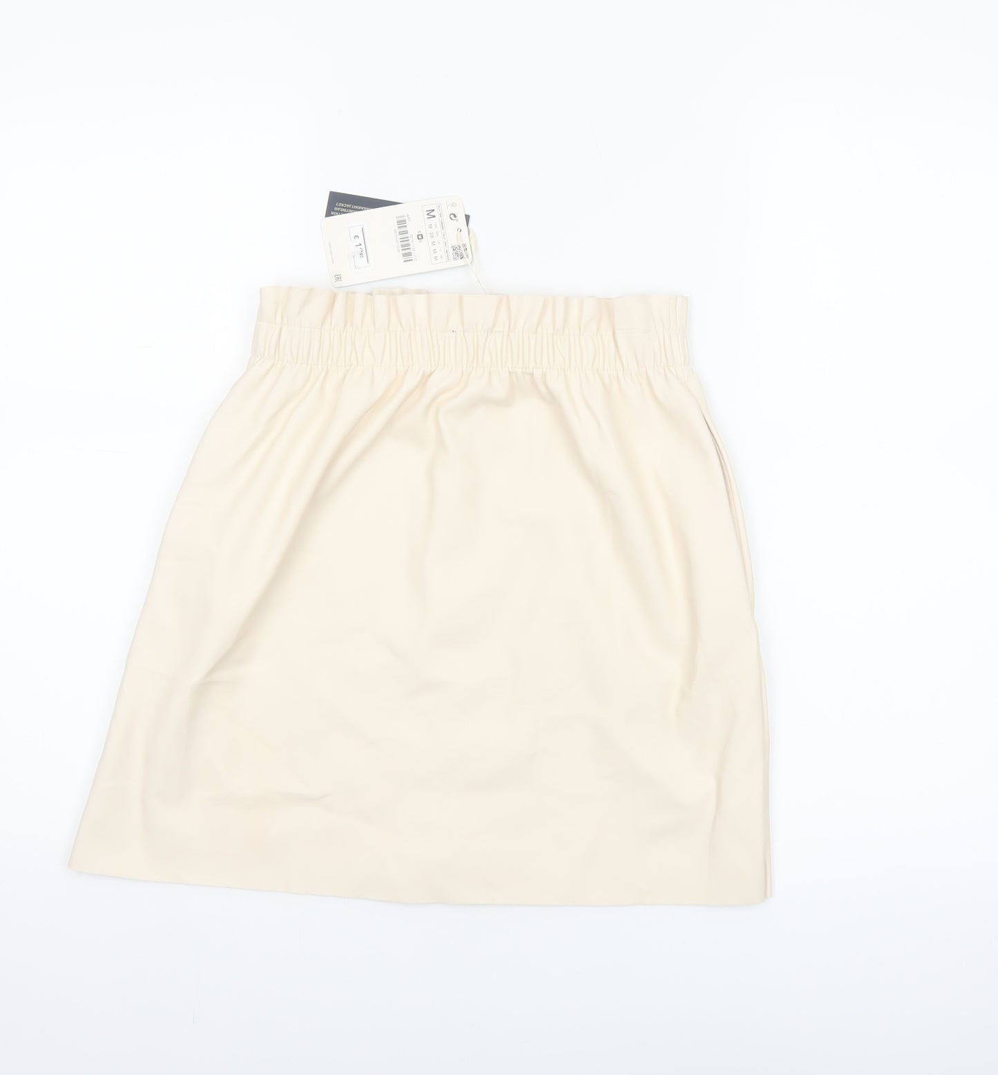 ZARA Women Beige Faux Leather Knee Length Pencil Skirt Size 12