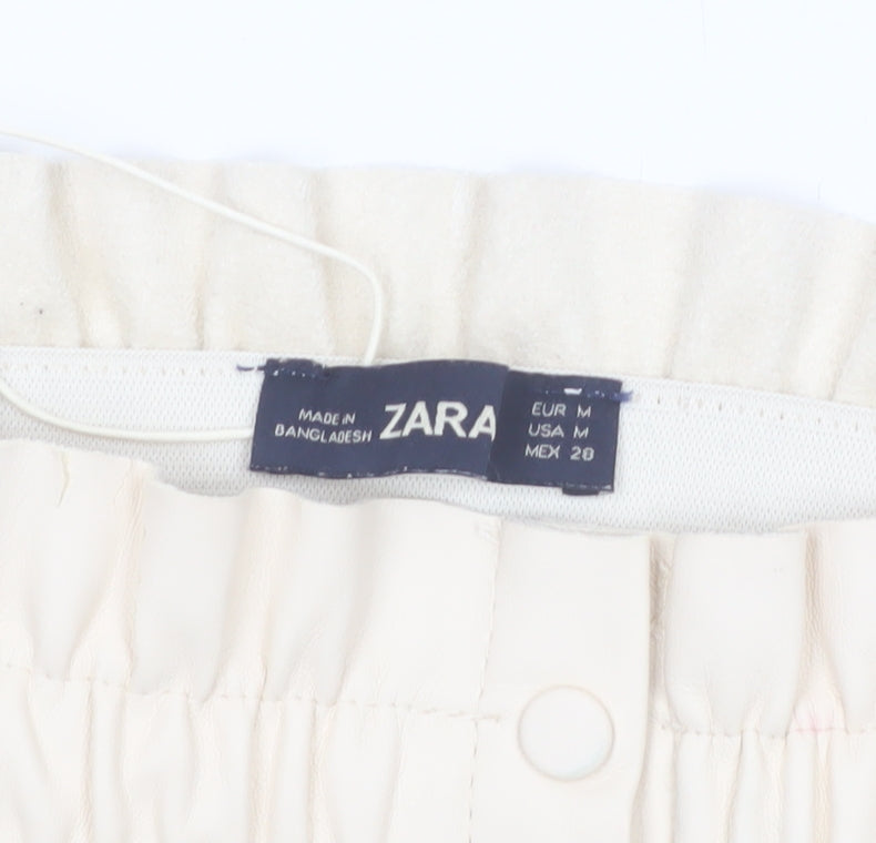 ZARA Women Beige Faux Leather Knee Length Pencil Skirt Size 12