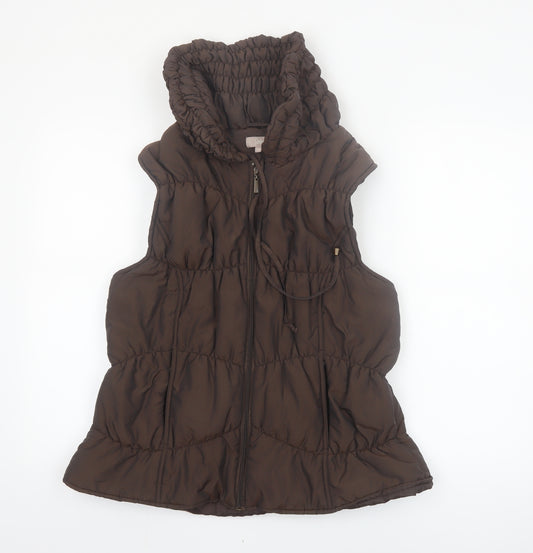Soon Women's Brown Hooded Puffer Waistcoat Size 18