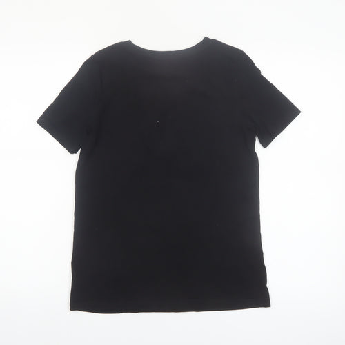 River Island Womens Black Feel Good Heart Graphic Cotton T-Shirt Size S