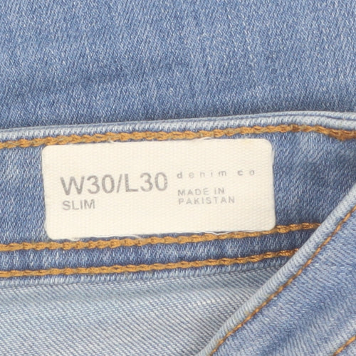 Denim Co Men's Blue Slim Fit Jeans W30 L30 Mid Rise