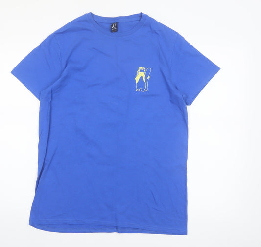 SOL'S Mens Blue Graphic Ski Holiday T-Shirt Size L