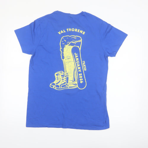 SOL'S Mens Blue Graphic Ski Holiday T-Shirt Size L